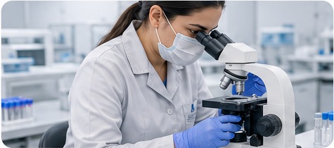 Profissional utilizando microscópio